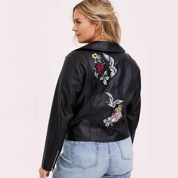 🆕SALE Torrid Embroidered Floral Crane Moto Jacket - Picture 5 of 8